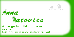 anna matovics business card